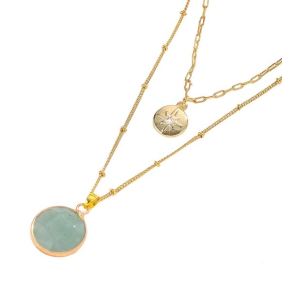 NWOT Aventurine Layered Necklace Set - Picture 3 of 4